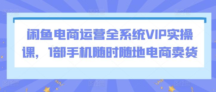 闲鱼电商运营全系统VIP实操课，1部手机随时随地电商卖货-昀创网