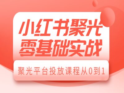 小红书聚光零基础实战，聚光平台投放课程从0到1-昀创网