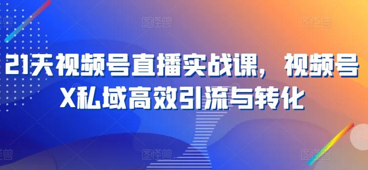 21天视频号直播实战课，视频号X私域高效引流与转化-昀创网