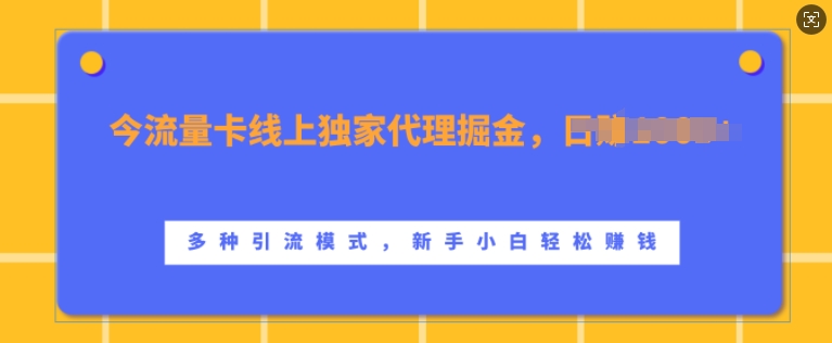 流量卡线上独家代理掘金，日入1k+ ，多种引流模式，新手小白轻松上手【揭秘】-昀创网