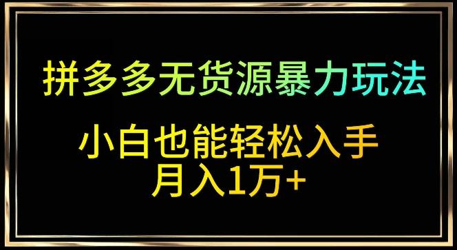 拼多多无货源暴力玩法，全程干货，小白也能轻松入手，月入1万+【揭秘】-昀创网