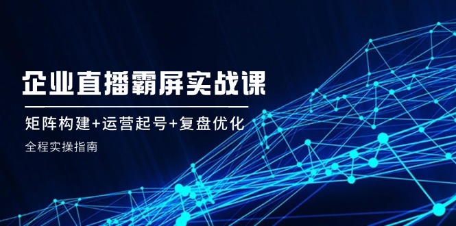 企业直播霸屏实战课：矩阵构建+运营起号+复盘优化，全程实操指南-昀创网