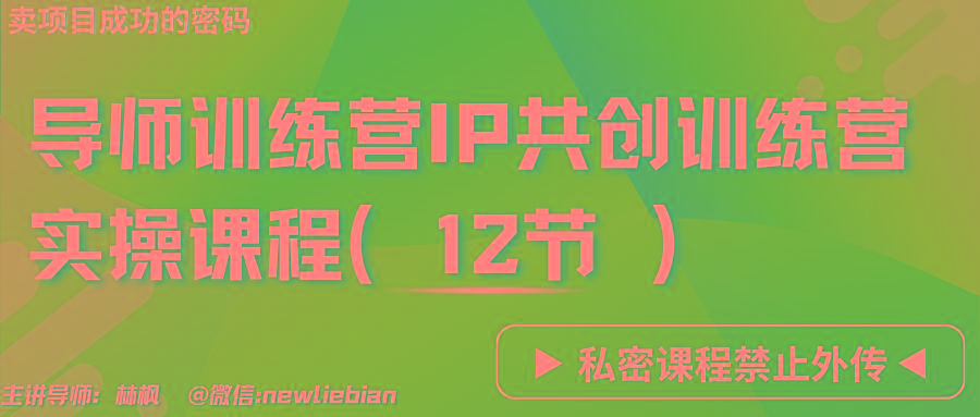 导师训练营3.0IP共创训练营私密实操课程(12节)-卖项目的密码成功秘诀-昀创网