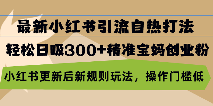 最新小红书引流自热打法，轻松日吸300+精准宝妈创业粉，小红书更新后新…-昀创网