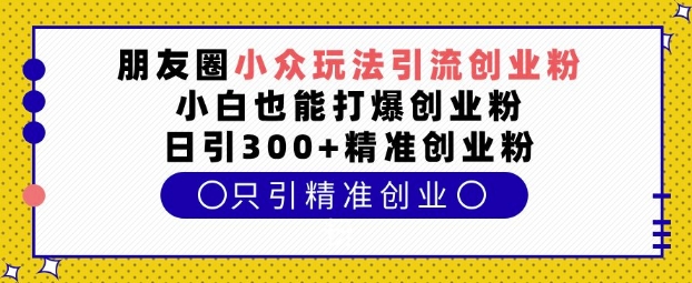 朋友圈小众玩法引流创业粉，小白也能打爆创业粉，日引300+精准创业粉【揭秘】-昀创网