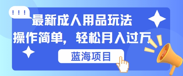 最新成人用品项目玩法，操作简单，动动手，轻松日入几张【揭秘】-昀创网