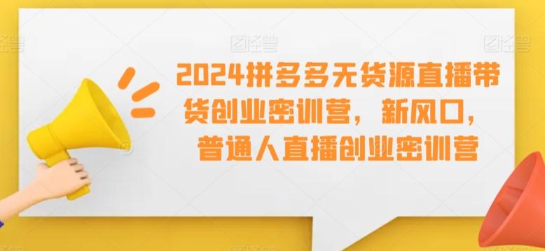 2024拼多多无货源直播带货创业密训营，新风口，普通人直播创业密训营-昀创网