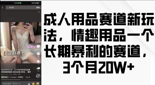 成人用品赛道新玩法，情趣用品一个长期暴利的赛道，3个月收益20个【揭秘】-昀创网