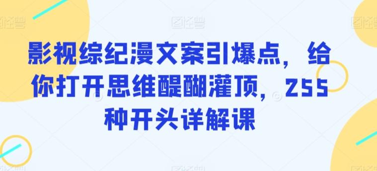 影视综纪漫文案引爆点，给你打开思维醍醐灌顶，255种开头详解课-昀创网