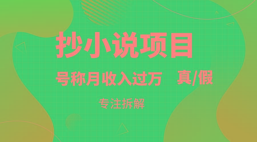 抄小说项目，号称月入过万，到底是否真实，能不能做，详细拆解-昀创网