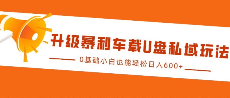 升级暴利车载U盘私域玩法，0基础小白也能轻松日入多张【揭秘】-昀创网