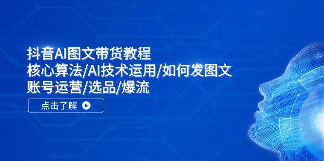 抖音AI图文带货教程：核心算法/AI技术运用/如何发图文/账号运营/选品/爆流-昀创网