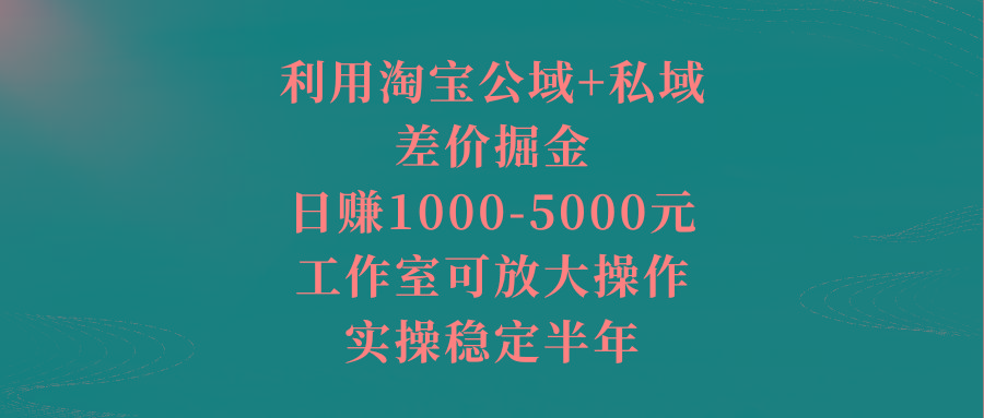 利用淘宝公域+私域差价掘金，日赚1000-5000元，工作室可放大操作，实操…-昀创网