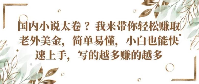 国内小说太卷 ?带你轻松赚取老外美金，简单易懂，小白也能快速上手，写的越多赚的越多【揭秘】-昀创网