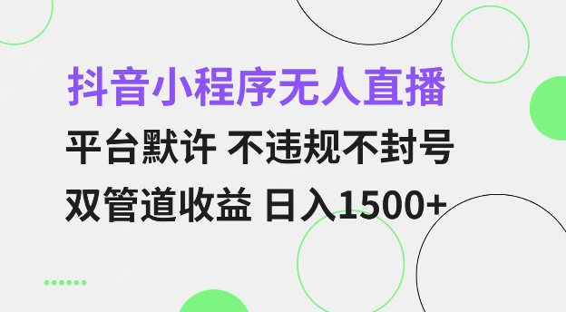 抖音小程序无人直播 平台默许 不违规不封号 双管道收益 日入多张 小白也能轻松操作【仅揭秘】-昀创网