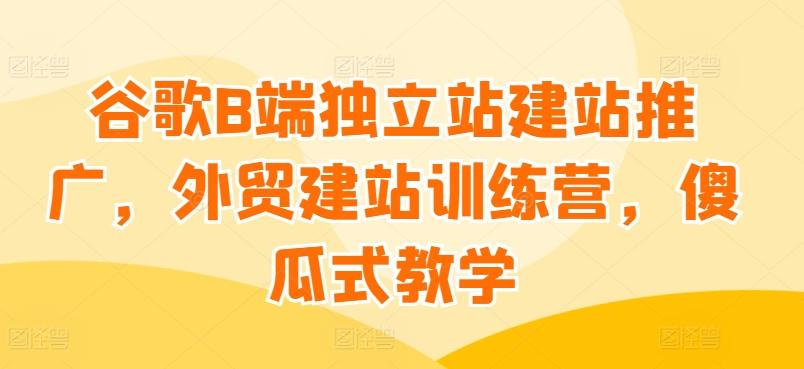 谷歌B端独立站建站推广，外贸建站训练营，傻瓜式教学-昀创网