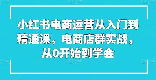 小红书电商运营从入门到精通课，电商店群实战，从0开始到学会-昀创网