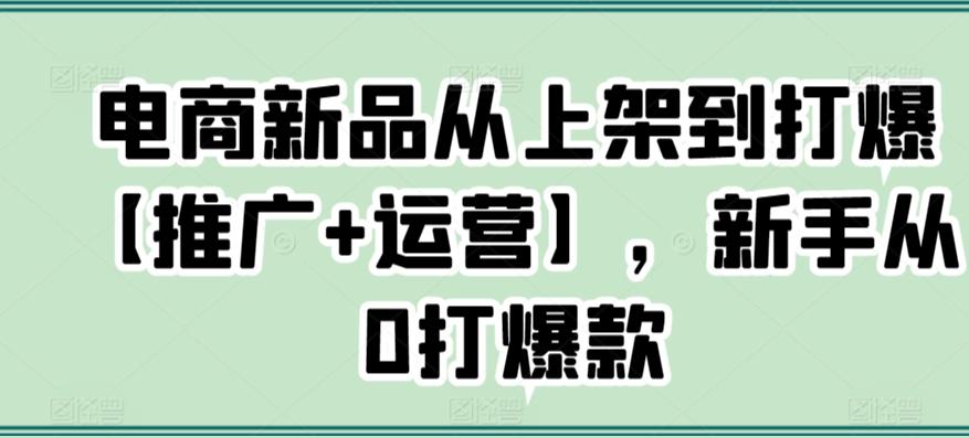 电商新品从上架到打爆【推广+运营】，新手从0打爆款-昀创网