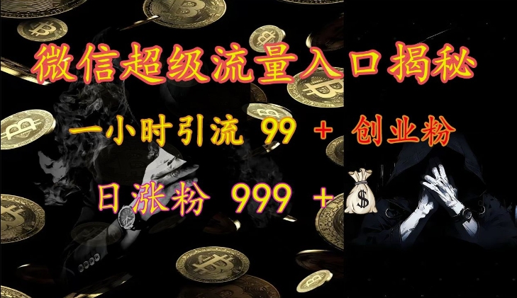 微信超级流量入口揭秘：一小时引流 99 + 创业粉，日涨粉 999 +-昀创网