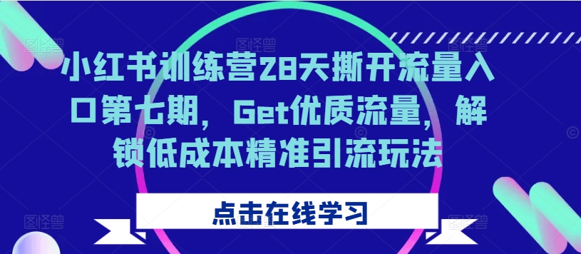 小红书训练营28天撕开流量入口第七期，Get优质流量，解锁低成本精准引流玩法-昀创网